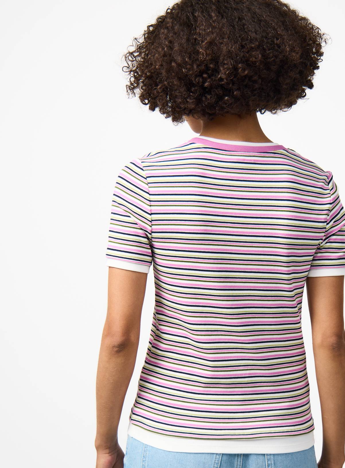Pink Stripe Print Mock Layer T-Shirt 8 - Image 4
